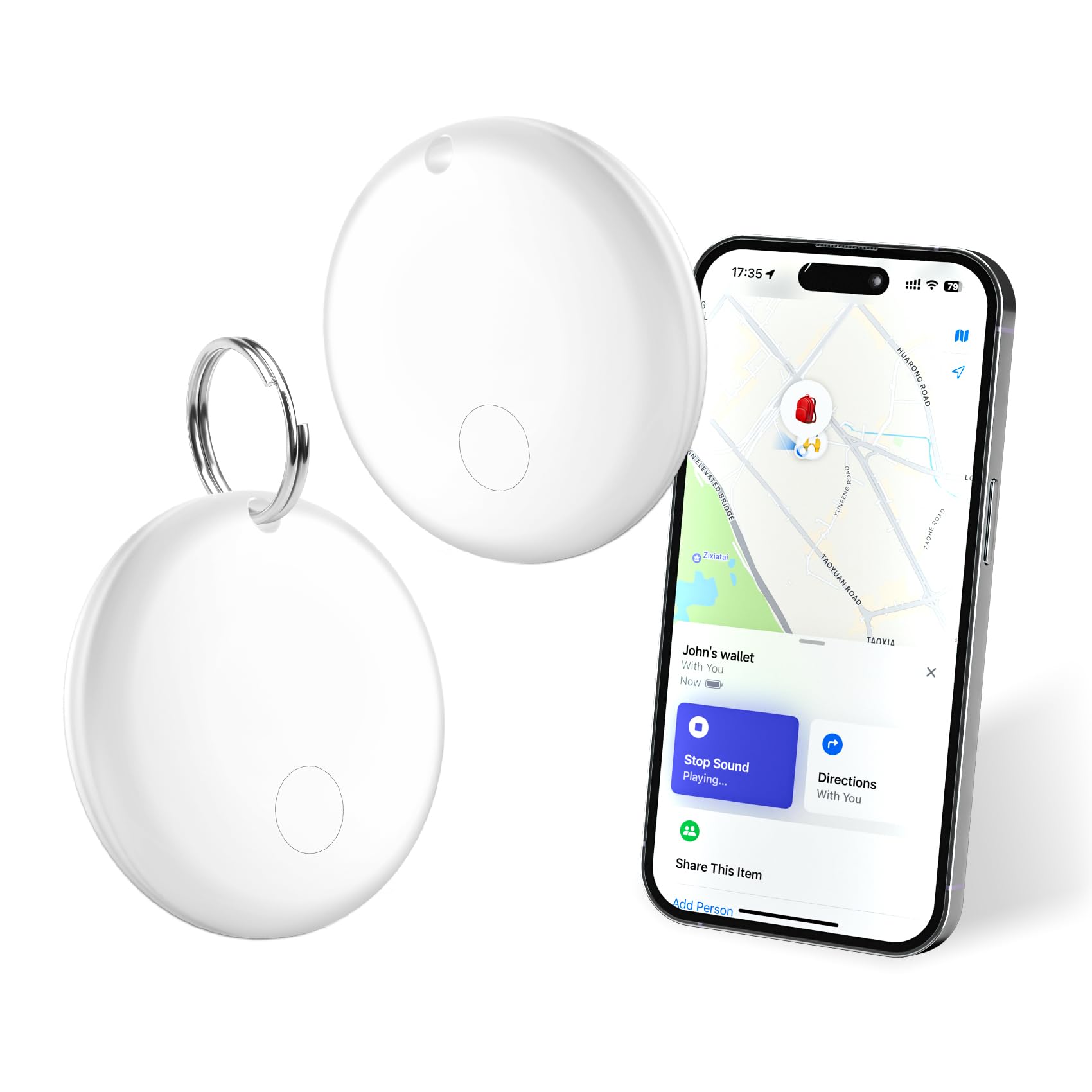 Eelexa 2025 Smart Tracker Tag 2 Pack, Tracker Tag, Key Finder Works for Apple Find My (iOS Only), Bluetooth Luggage Tracker, ltem Locator for Key,