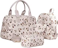 Kit 3 Peças Mala Maternidade Mochila e Necessaire Mickey Minnie Stitch