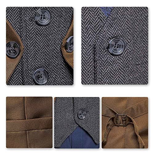 Allthemen Gilet Homme avec Couches Slim Fit Costume Veste sans Manche Business Casual pour Fête de Mariage Formelle Café L - Image 5