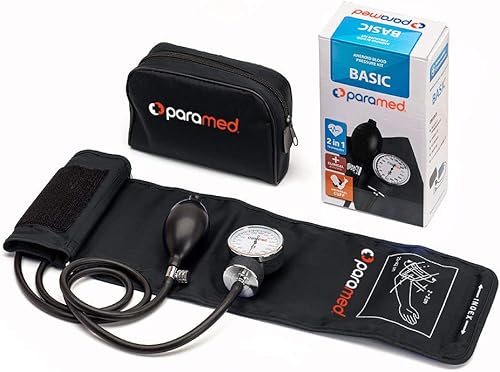 Miniatura 4 de Brazalete profesional manual para medir la presión arterial tensiómetro aneroide con estuche de Paramed calibración para lecturas precisas de por