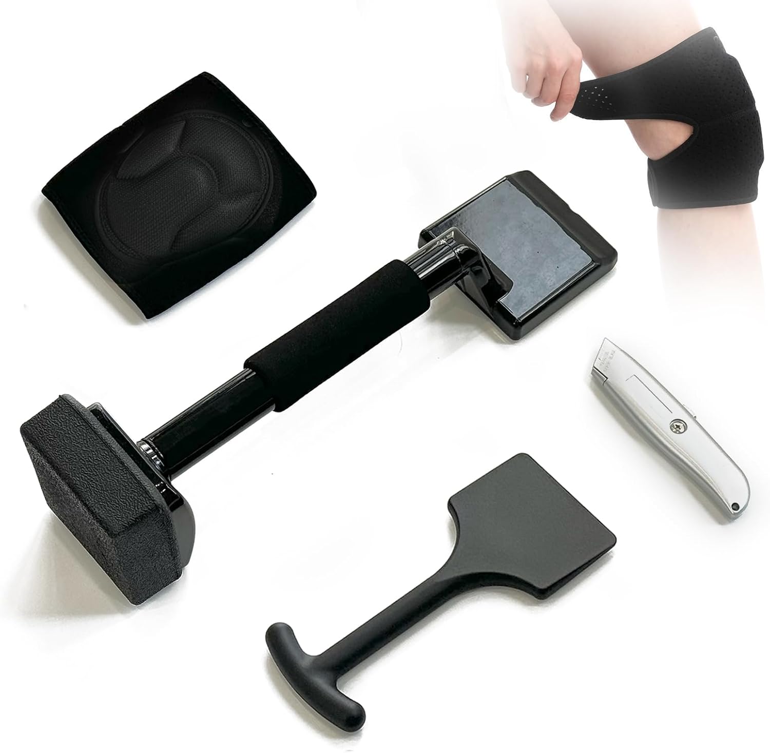 16-5/8" Non-Adjustable Carpet Knee Kicker, Specialized Stretcher Tool Kit for Home Renovation, Stairs & Small Rooms, Sturdy Carpet Repair Set with Protective Pads