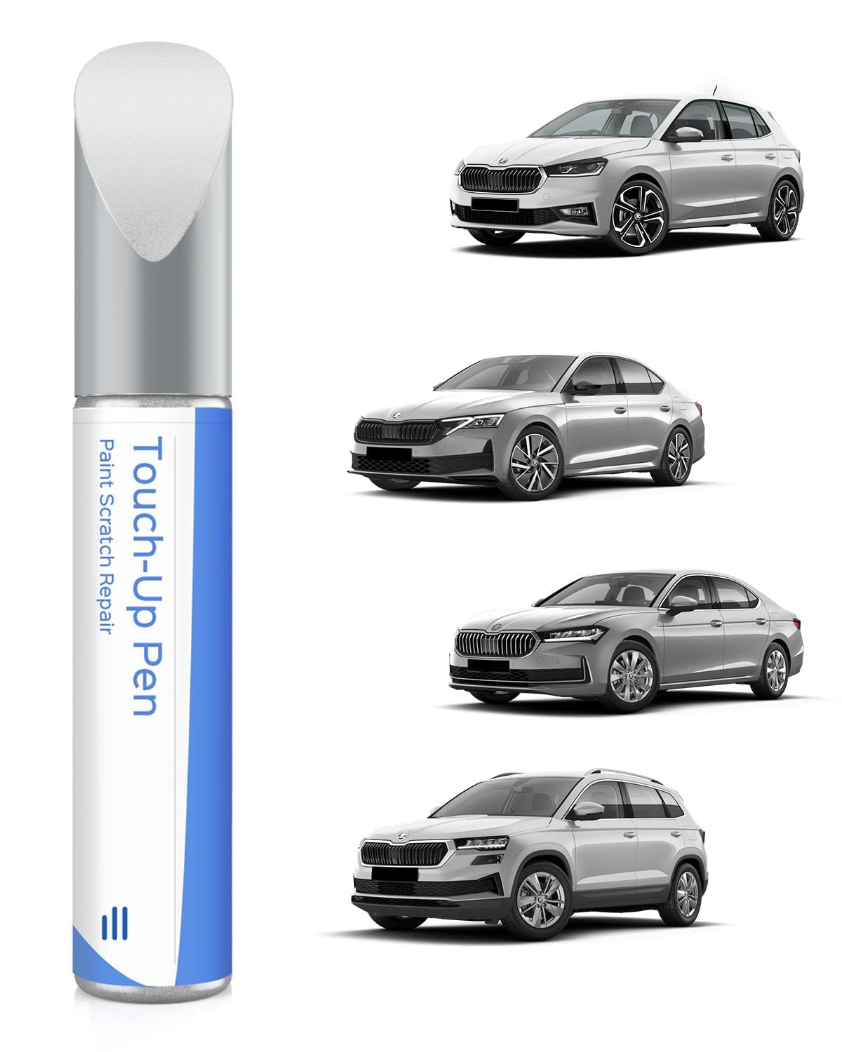 Lápiz de retoque metálico plateado brillante 8E8E /A7W, compatible con Skoda, coincidencia exacta para chips y arañazos