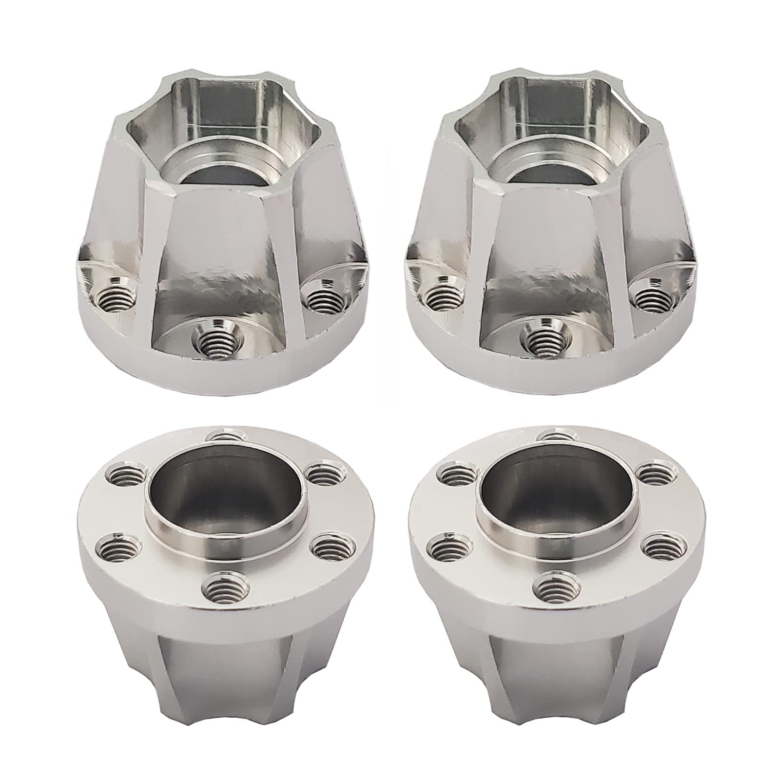 AMOGOT 4Pcs RC Metal 12mm Hex Wheel Hubs Adapters for 1.9/2.2inch Beadlock Wheel Rim Axial Scx10 Trx4 Wraith Gen7 Gen8 D90 CC01 1/10 RC Crawler (15mm S)