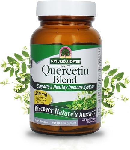 Nature's Answer Quercetin Blend 60 cápsulas de apoyo respiratorio* Apoyo inmunológico* Sin gluten Kosher Vegetariano Vegano Sin OMG