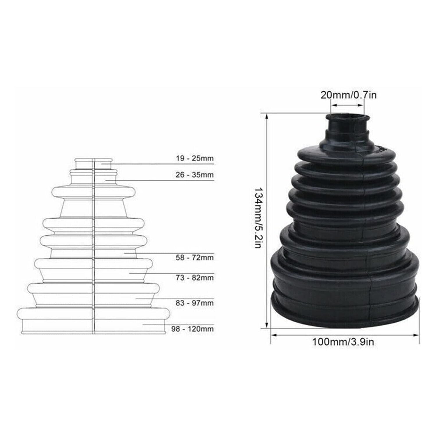 Soufflet De Cardan Split Constant Velocity Lot de 4 soufflets protection universels en silicone pour joints homocinétiques à vitesse constante, pour arbres transmission et outils automobiles