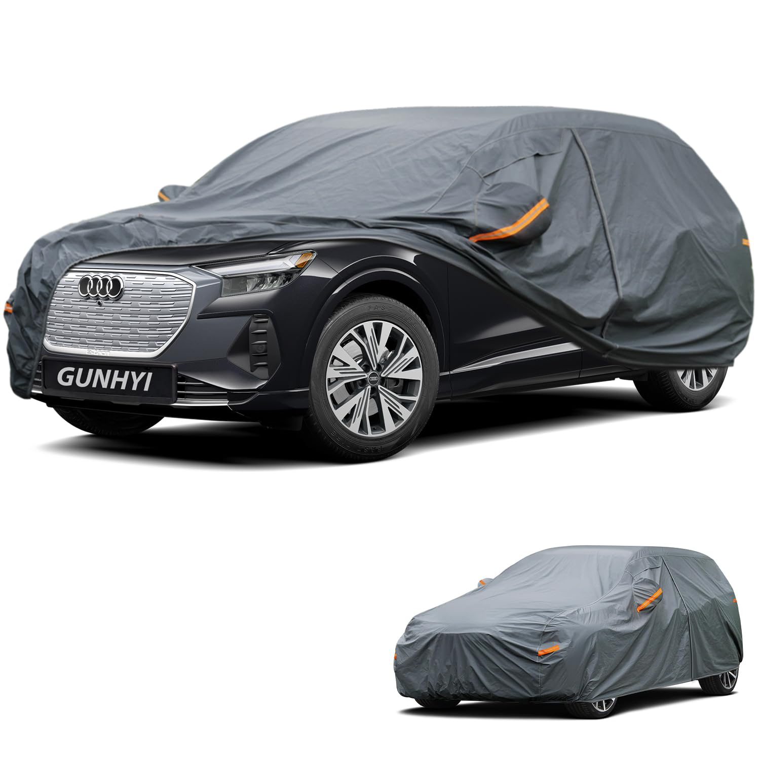 GUNHYI Premium Car Cover Custom Fit Audi Q4 e-tron, 16 Layers Heavy Duty Car Cover Waterproof All Weather with Zipper Door for Sun Rain Snow Dust Uv Protection