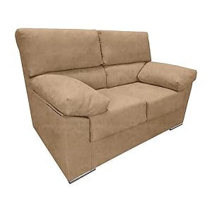 Homey - Sofá de 2 Plazas para Salón o Sala de Estar, Modelo Armin, Diseño Moderno, Cómodo y Funcional, Tapizado Magnol Acabado en Piedra