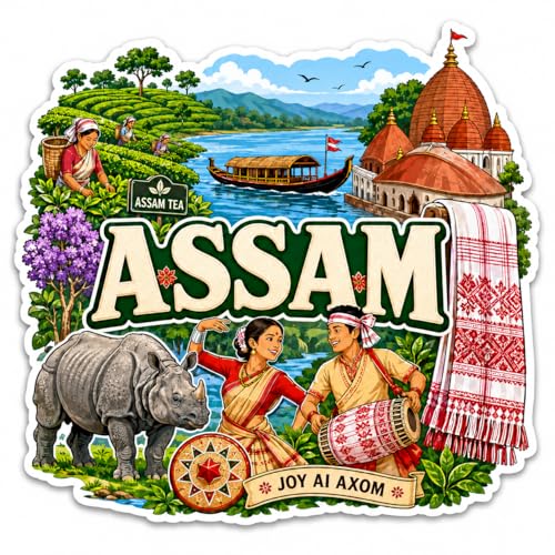 Image of Zesta Wooden Fridge Magnets Set | Refrigerator Decor Magnets for Kitchen | India Souvenir Fridge Magnet Collection | Wooden Magnet for Fridge Door Decoration (Assam)