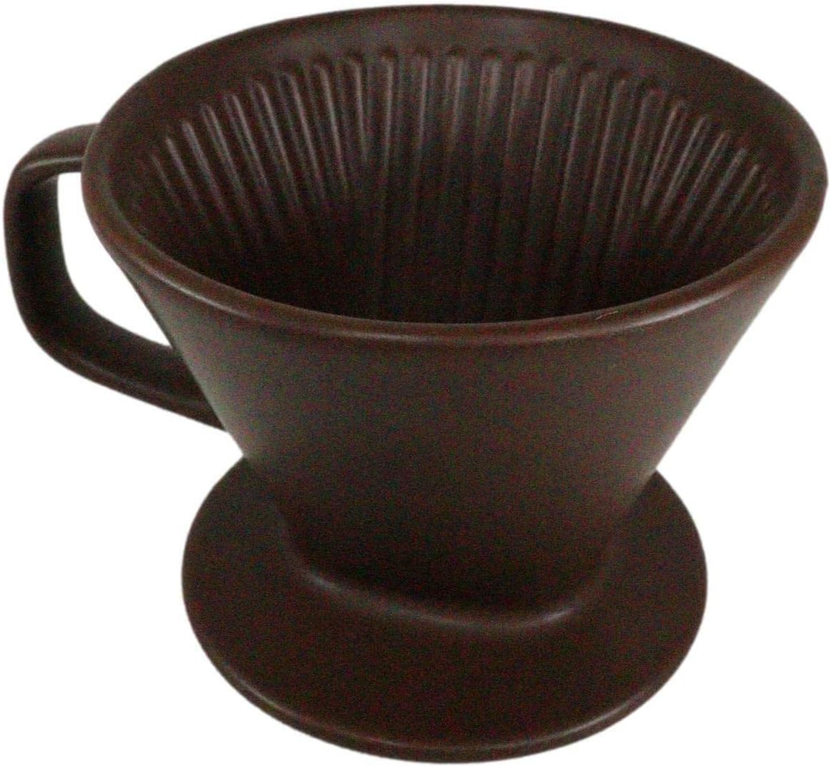 Set Of 1 Brown Porcelain Coffee Maker Carafe Pot With Pour Over Dripper Filter Cup