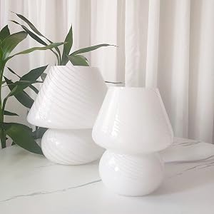 Swirl Mushroom Lamp Translucent Glass Table Bedside Lamps Italian Style Modern Striped Desk Light for Baby Home Decoration