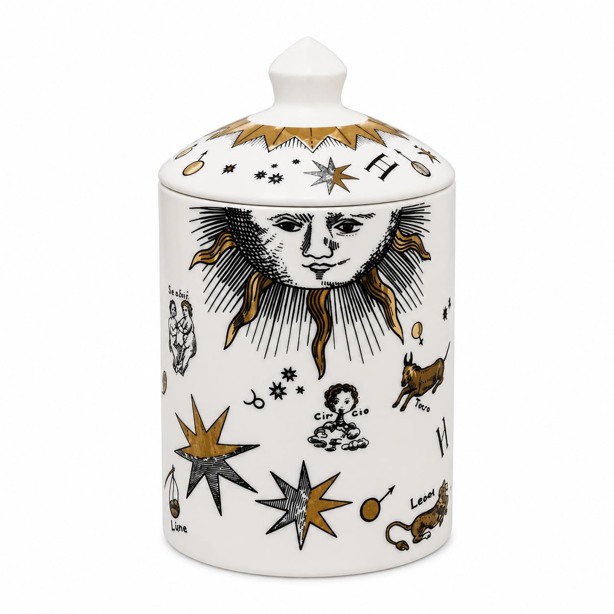 Handcrafted Italian Candle Holder – Modern Art Vase with Female Face Design, Aromatherapy Jar, Elegant Tabletop Décor Centerpiece for Home or Office. (White Zodiac)