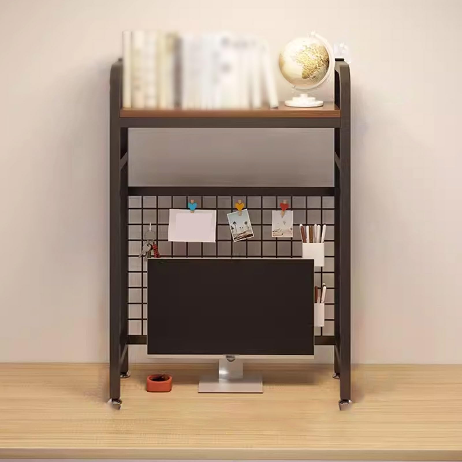 Estantería de escritorio de acero sólido – Estante de almacenamiento sobre el escritorio para oficina o dormitorio – Elegante estante de encimera para libros, plantas y suministros