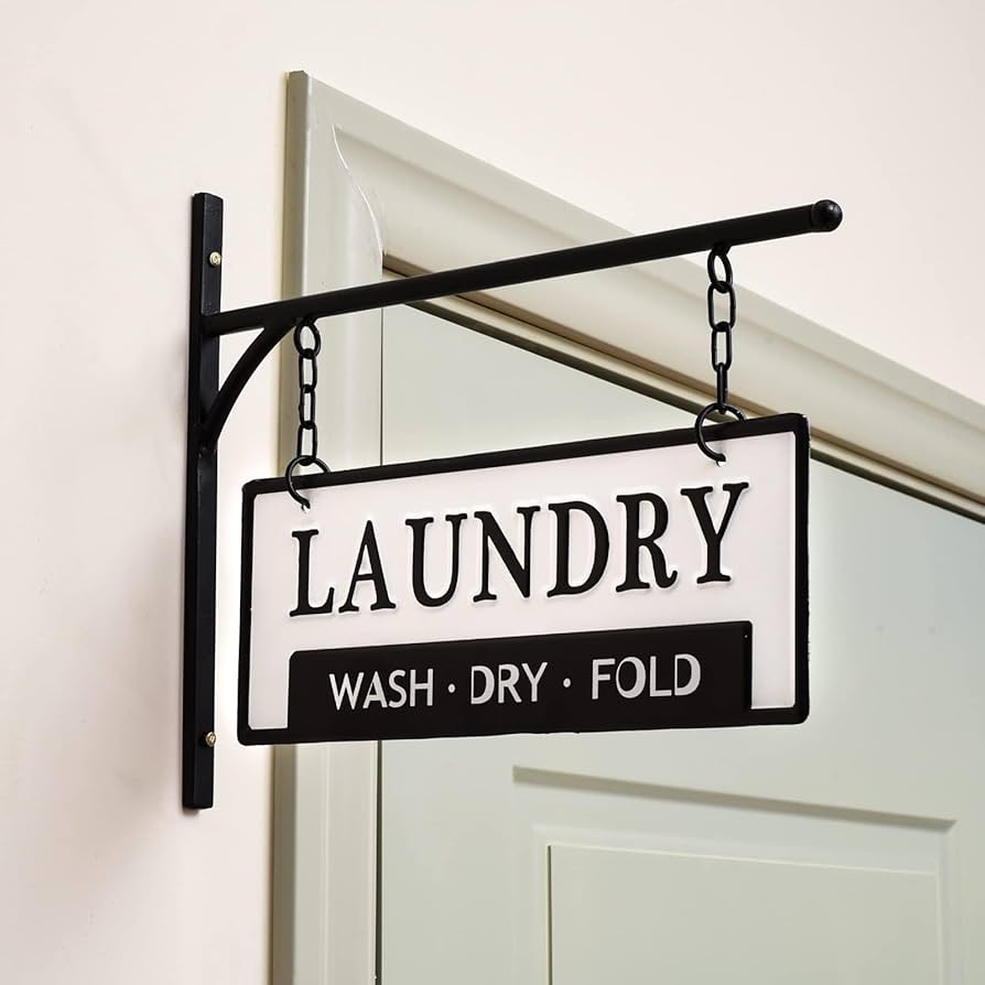 Hobby Lobby DecMode White Metal Laundry Sign Wall Decor Large