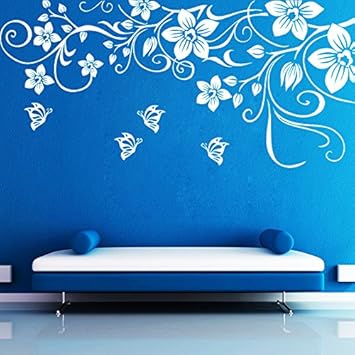 Decor Kafe Decal Style Butterfly Floral Wall Sticker Wall Poster (Pvc Vinyl, 91 X 43 Cm)