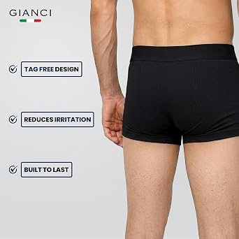 Gianci Mens Boxers Shorts 6 Pack – Soft Cotton Trunks with No-Itch Tagless Design, Anti-Chafe 3D Pouch & Stay-Put Waistband – Breathable Underwear for Men