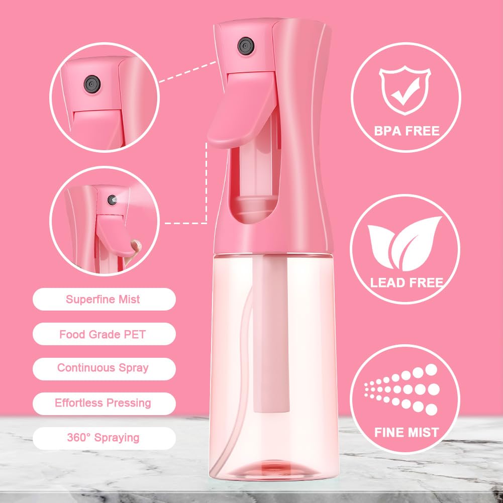Alaoo Bottigliette Spray, 200ML Bottigliette Spray Flacone Spray Continuo Fine, Bottigliette Spray Riutilizzabile, Adatto per la Cura dei Capelli, Pelle, Piante, Degli Animali Domestici(B-Rosa) - 3