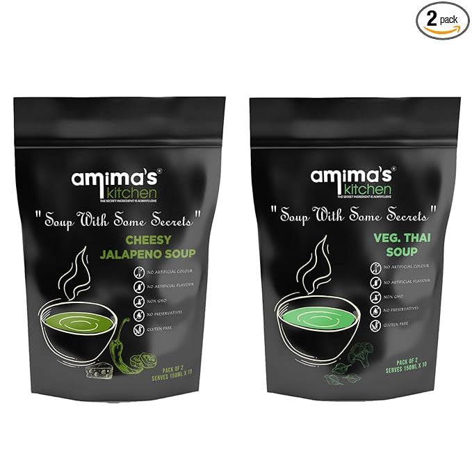 Combo Of Cheesy Jalapeno + Veg. Thai Soup 100 Grams (Pack Of 2) | Instant Soup Mix Powder | Ready To Cook | No Artificial Flavour & Colour | Gluten Free | Non GMO | Healthy Soup