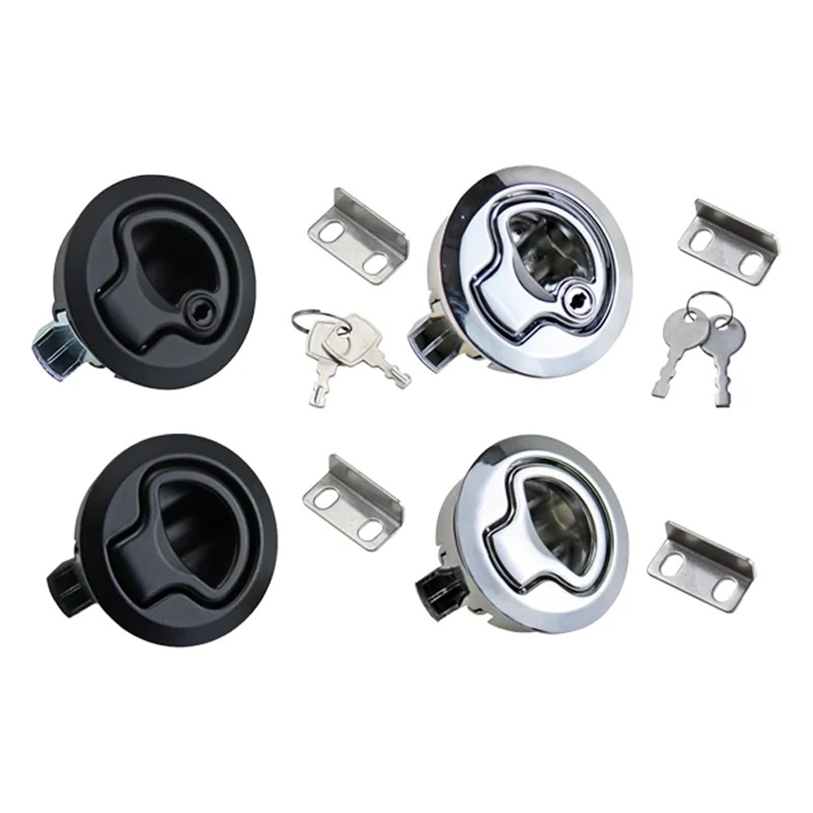 Sxolcoufoh Glossy With Lock Stainless Steel Embedded Flat Round Lock 1Pcs(Glossy With Lock)