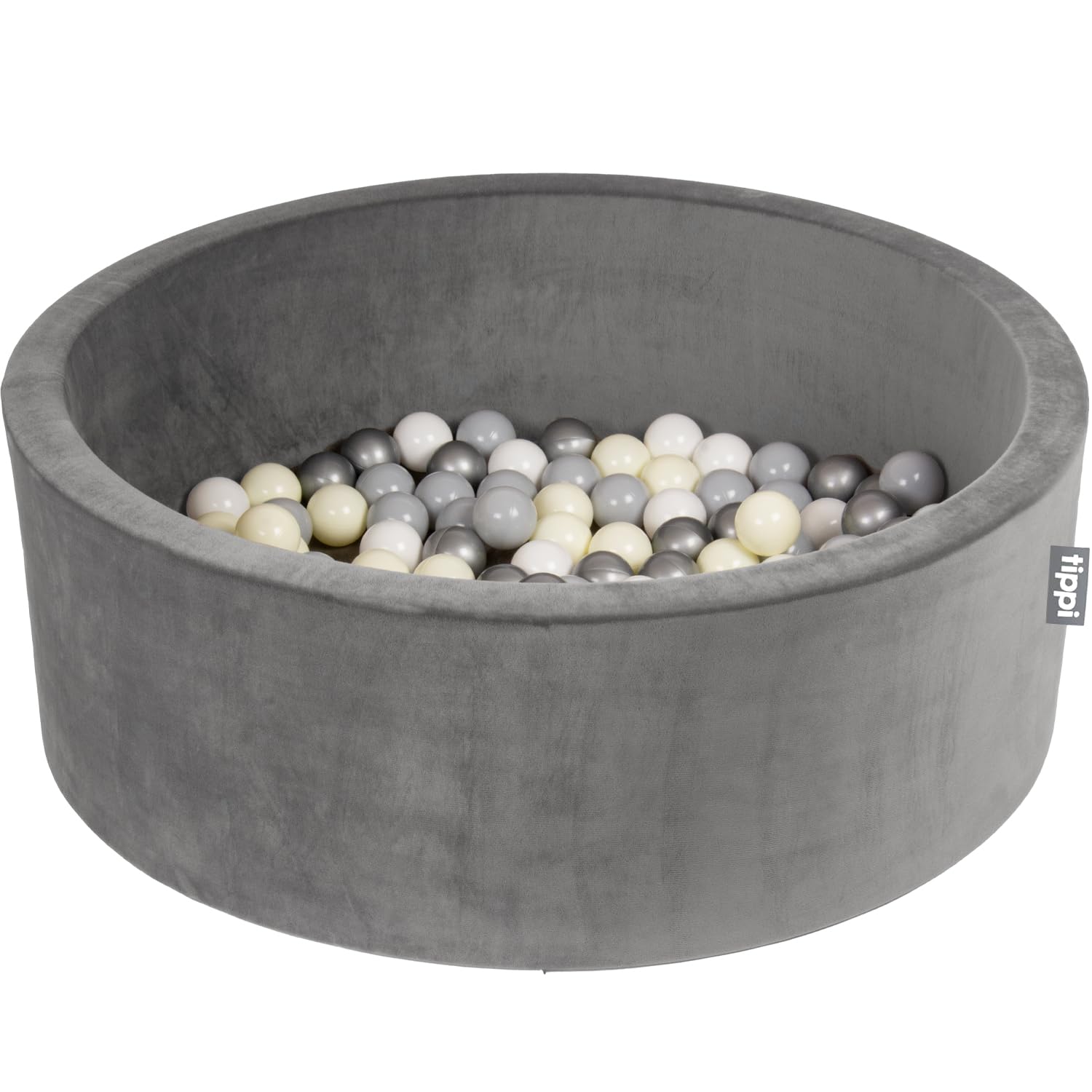 Tippi Baby Ball Pit With Balls Included - Luxury Soft Velvet Ball Pool With 100 Play Balls - Foam Ball Pit For Baby - Size 90 x 30 cm