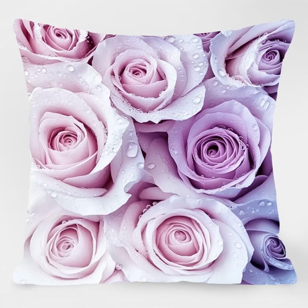 Poszewki na poduszki 61 x 61 cm, kwiatowe poduszki na zewnątrz wodoodporne kwadratowe poszewki na poduszki 4 sztuki, krajobraz dwustronny nadruk dekoracyjne poszewki na poduszki do dekoracji domu sofa