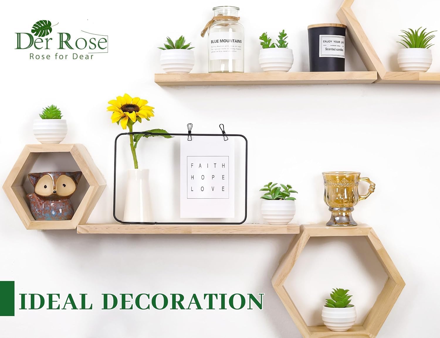 Der Rose 6 Pack Succulents Fake Plants for Bedroom Bathroom Home Decor