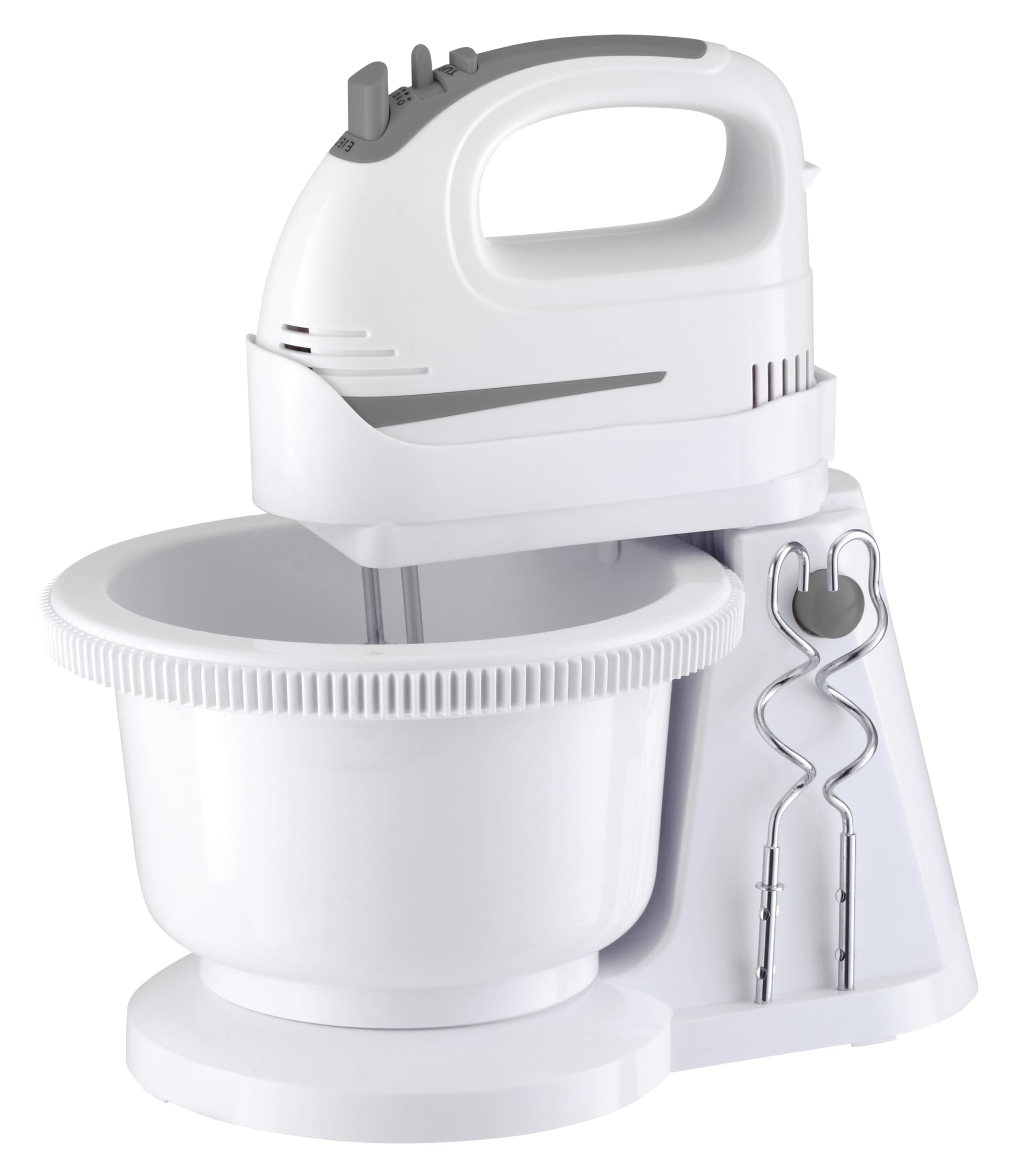 Amasadora de Sobremesa 300W 5 Velocidades + Turbo, Bol Giratorio 2L, Diseño Compacto, Accesorios para Batir y Amasar