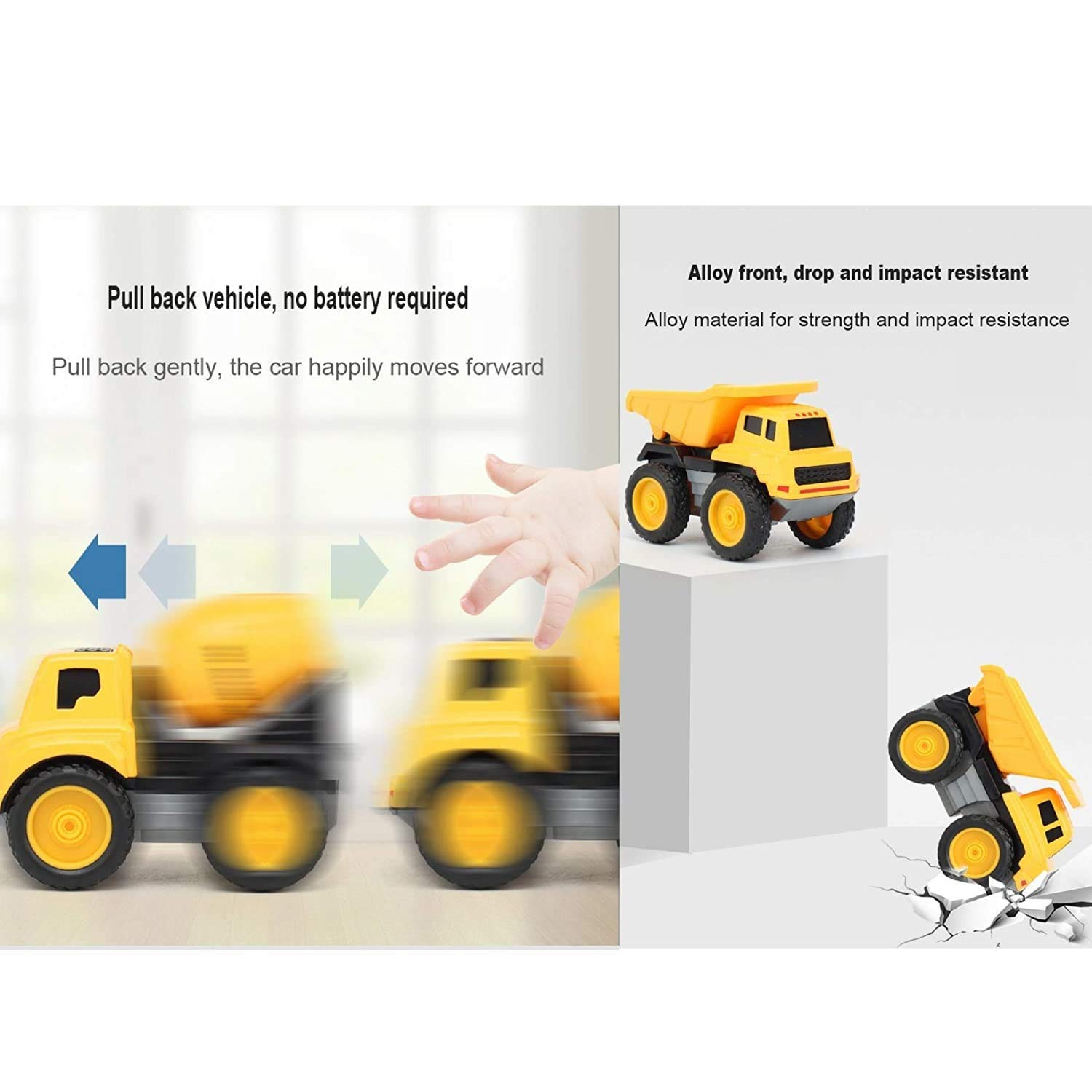 PRIME DEALS Metal Team Car Unbreakable Engineering Automobile Construction Car Toys Set for Children Kids Crane Excavator Road Roller Forklift Mixer Truck Transporter Truck Machine Construction Toys