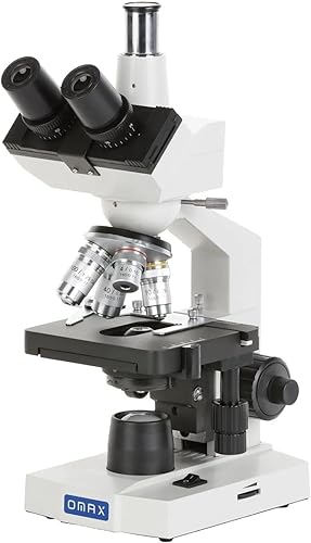 Miniatura 1 de OMAX 40X-2500X microscopio LED compuesto de laboratorio trinocular digital con cámara USB y bandeja mecánica