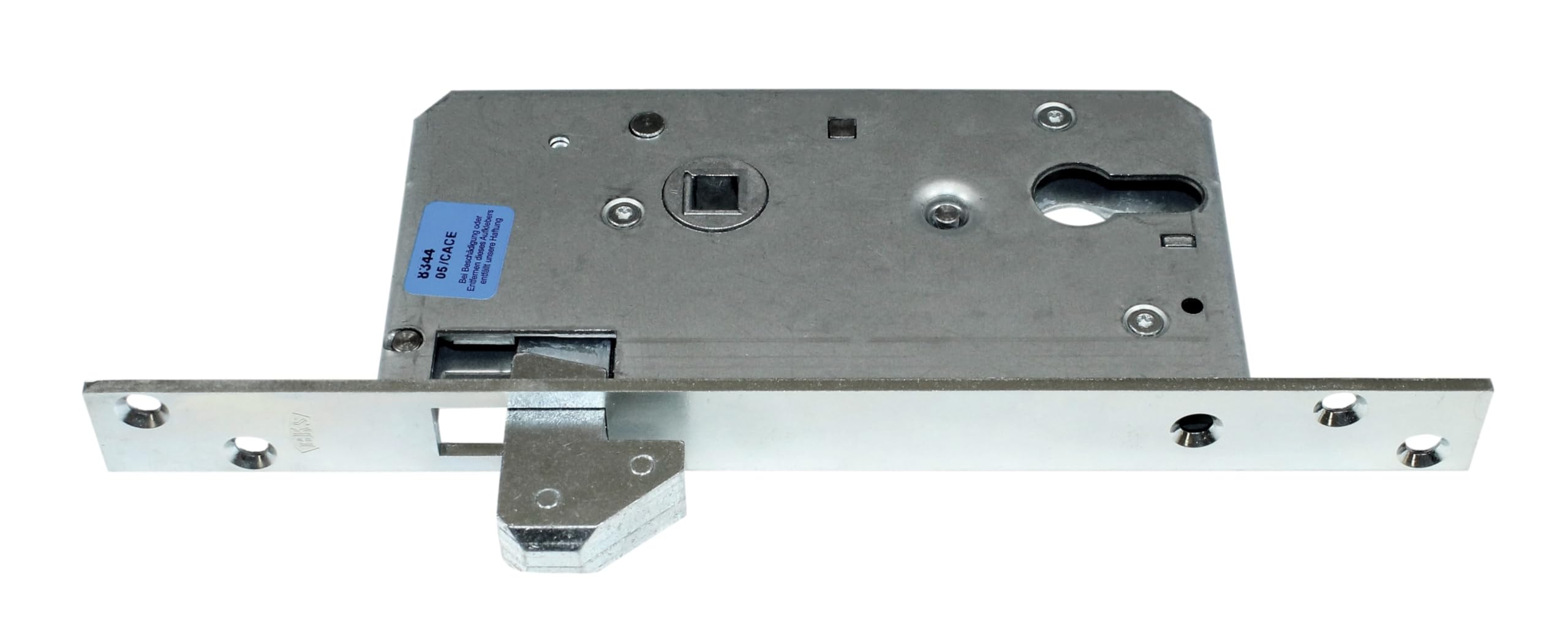 BKS Schiebetürschloss Massive Ausführung mit hebender Hakenfalle Dornmaß: 55mm, Stulp: 24 x 260mm Eckig incl. SN-TEC Montageset