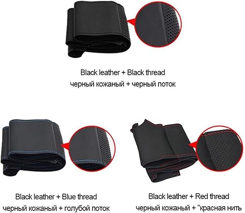 Miniatura 3 de Funda trenzada de cuero negro cosida a mano para volante de automóvil, ajuste para Toyota Land Cruiser Prado 120 piezas de automóvil