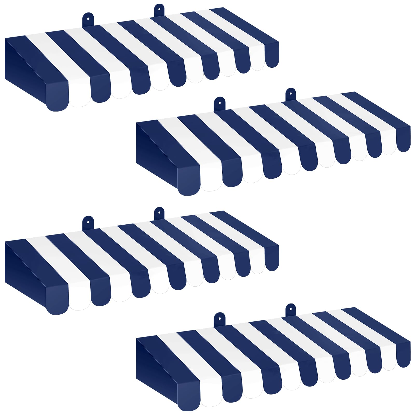 Boao 4 Pcs 3D Cardboard Awning Decor,Navy Blue and White,Striped Style
