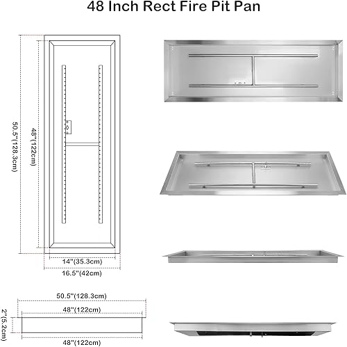 Miniatura 9 de Stanbroil Sartén rectangular de 24 pulgadas con kit de encendido por chispa, versión de gas natural, clasificada para hasta 90,000 BTU