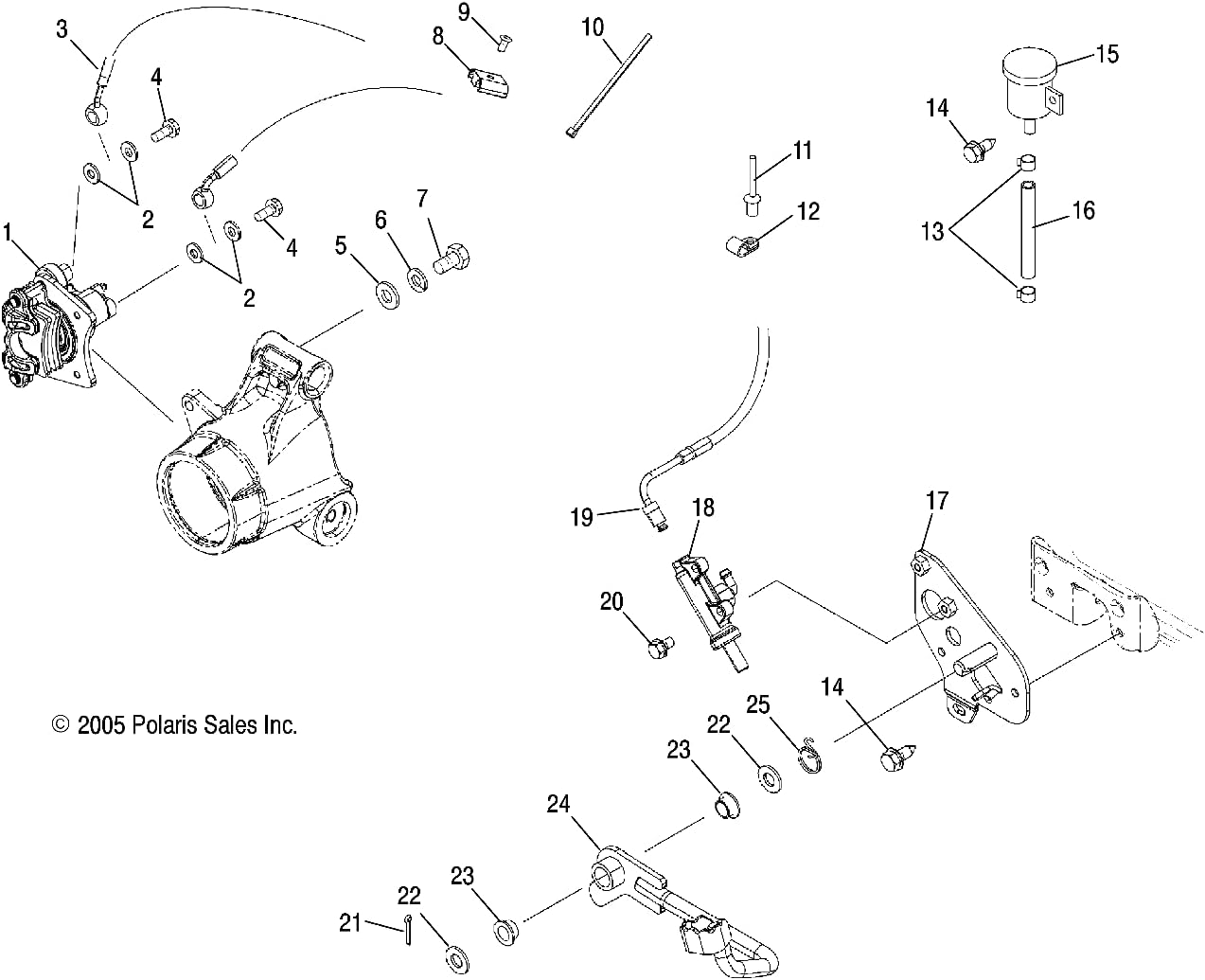Polaris ATV Brake Line Kit, Rear, Genuine OEM Part 2202709