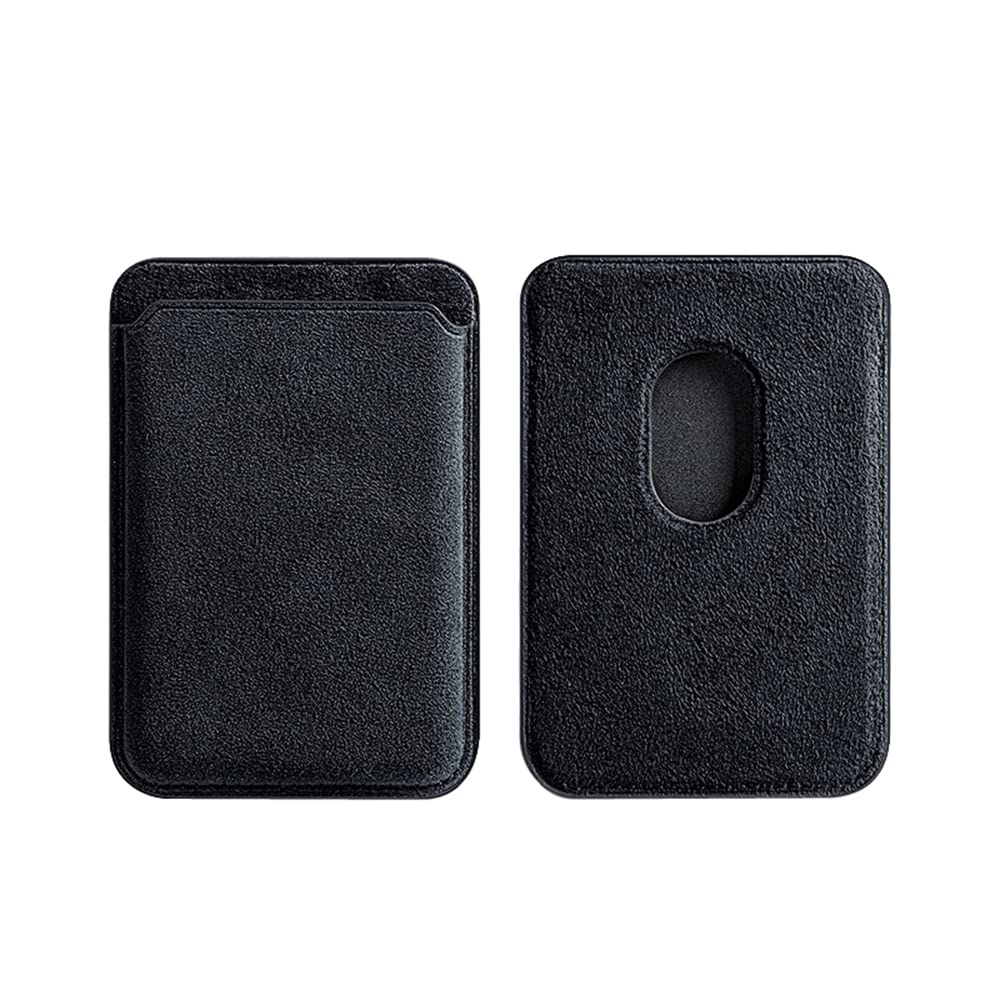 AKANTRA Alcantara Magnetic Wallet Compatible With Apple iPhone 14/13/12 Series, Handmade Synthetic Suede Card Pocket, Support Magsafe (Black)
