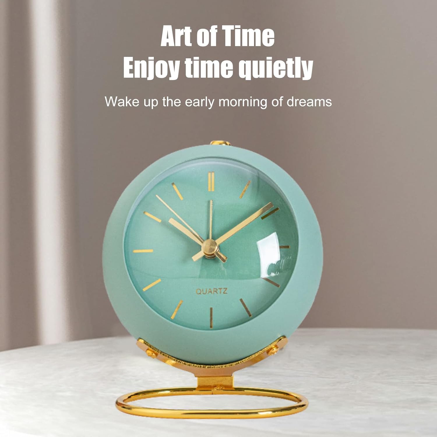 QIMIT Alloy Steel Silent Analog Table Clock, Nightstand Alarm Clock, Analog Alarm Clock with Light for Rooms, Table, Desk, Shelf, Office, Without Battery (Small Stand), 20 cm 1