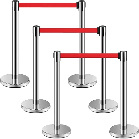 Ferraycle: 6ft Retractable Stanchion and Rope Barrier Set