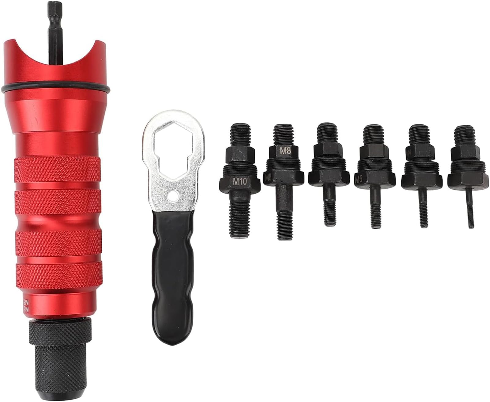 CUSMA Adaptador De Pistola Remachadora para Taladro Eléctrico, Adaptador De Pistola Remachadora Inalámbrica con 6 Cabezales Intercambiables, Estuche De Transporte para Mantenimiento De La Instalación
