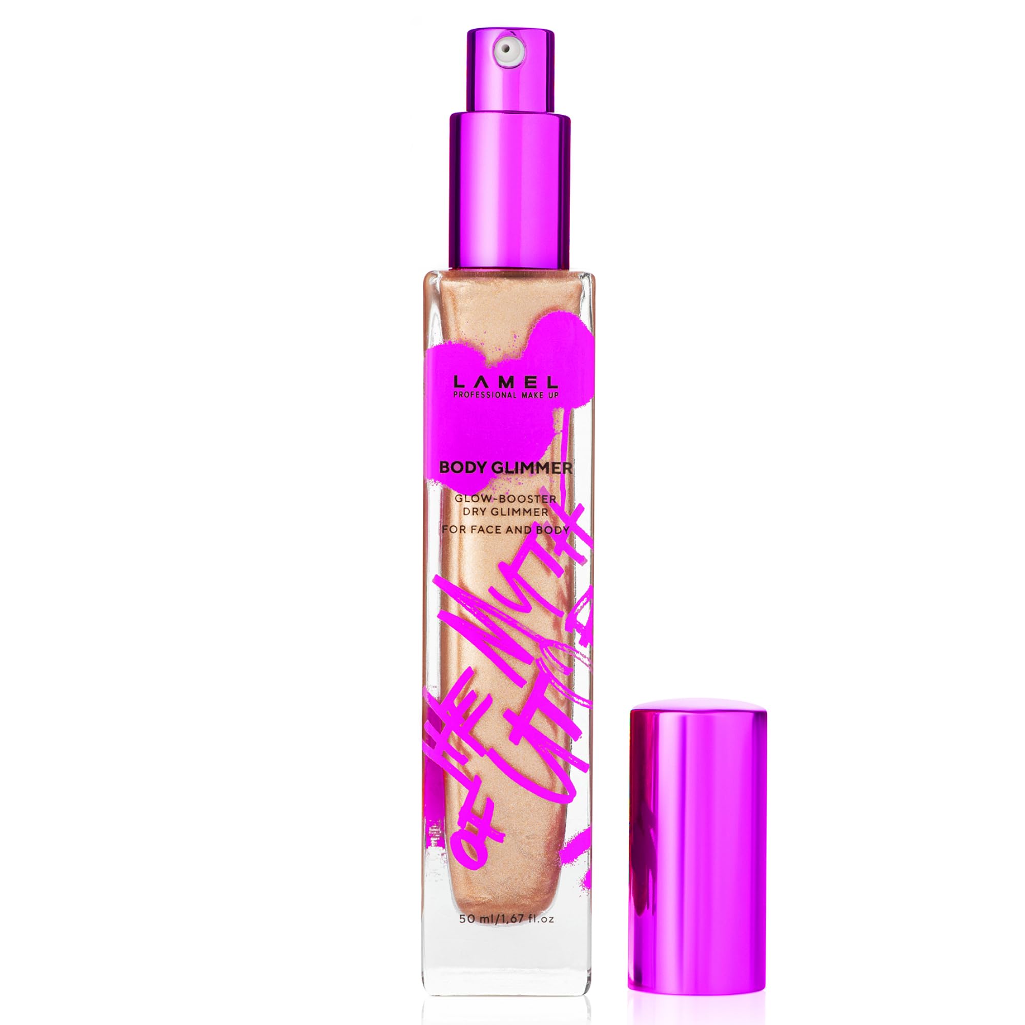 LamelThe Myth of Utopia Body Glimmer - For Face & Body - Natural&Glowing Effect - Moisturizing Formula - Smooth and Non-sticky Luminizer- Waterproof, Smoodge-proof & Long-Lasting - 1.6 fl.oz / 50ml