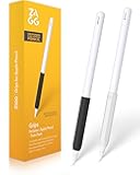 ZAGG 2-Pack Silicone Grips for Apple Pencil (1st Gen, 2nd Gen, USB-C) & ZAGG Pro Stylus(2 & 1) – Ergonomic Comfort, Anti-Roll, Round with three flat surfaces Design for Writing & Drawing, Black, White