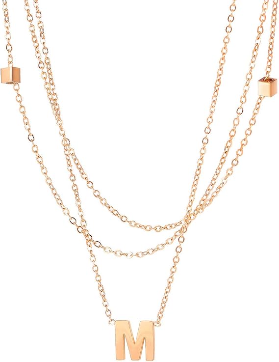 Amazon Aleasha 夏 ネックレス レディース 人気 ピンクゴールド 多層 チェーン M 細い ネックレス チョーカー ファッション かわいい ステンレス ペンダント ネックレス ジュエリー プレゼント ネックレス 通販