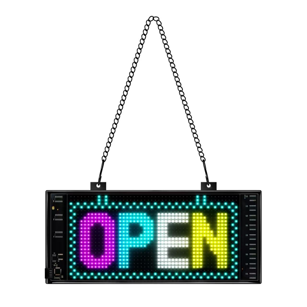 Targa a LED Open con scritta "Dislplay" programmabile e flessibile | Scritta controllata tramite app, display a LED a matrice da 33 x 20 cm, alternativa al neon, ideale per la decorazione di