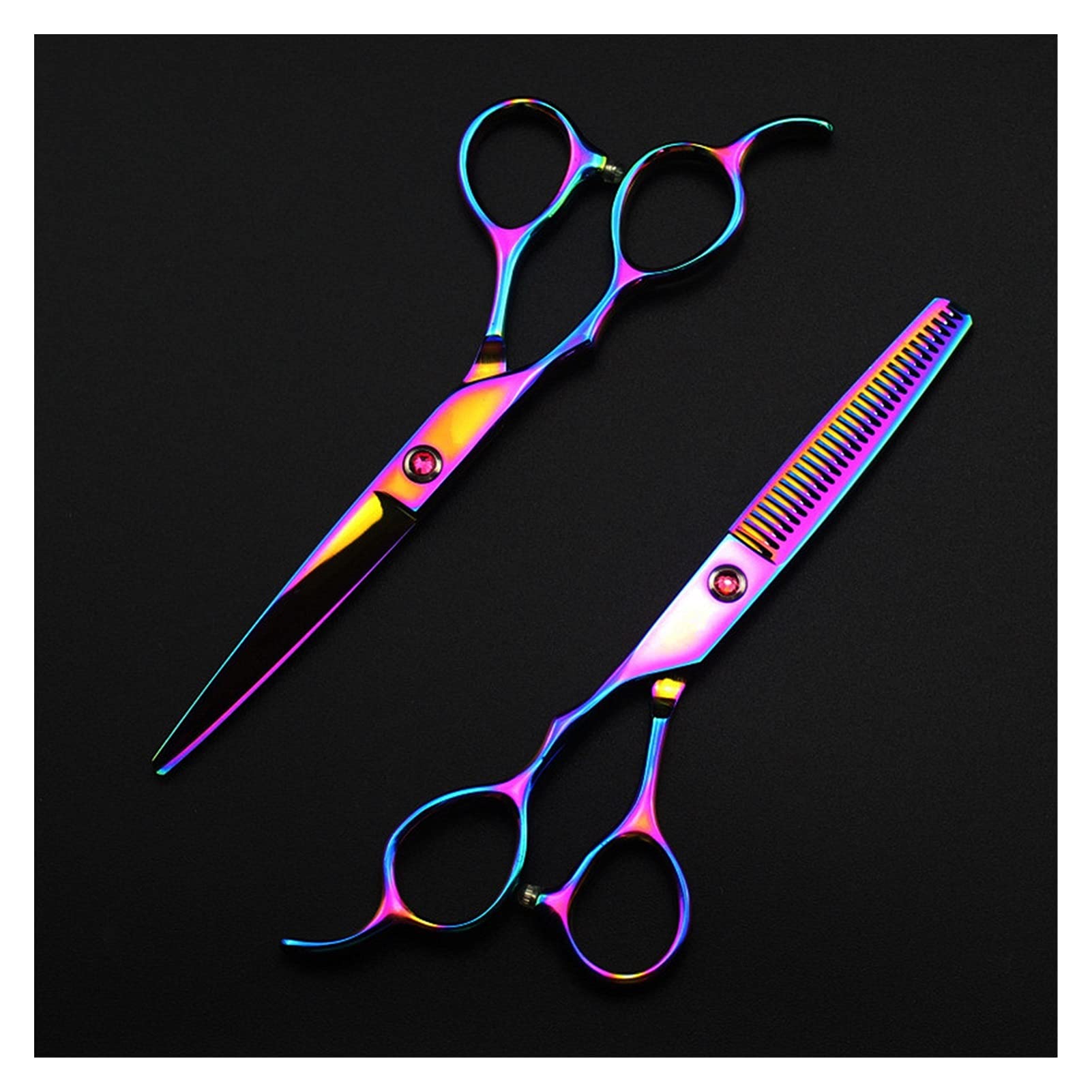 6 Zoll Haarschneideschere für Linkshänder, Rainbow Friseurschere, Haarschneideschere zum Ausdünnen der Haare, Friseurschere, Haarschneideschere，6 Inch Thinning B