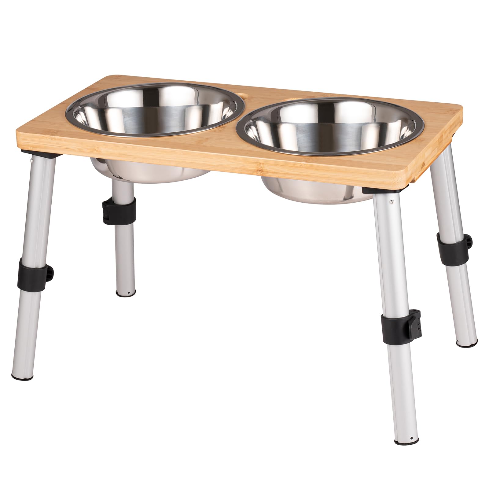PEGGY11 Stainless Steel Dog Bowls, Adjustable Raised Dog Bowls, Nonslip, Food Grade, Dishwasher Safe, Easy to Clean - 1440ml, 2 Pack + Stand