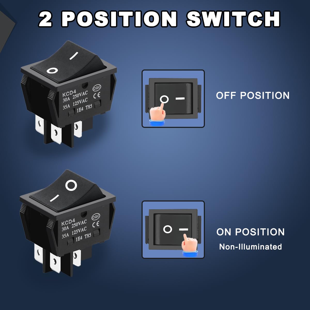 MKBKLLJY 3er-Set KCD4 Wippschalter 35A – DPST, 12V DC/30A 250V AC/35A 125V AC, 4-polig, Unbeleuchtet, Mit Anschlusskabeln Und Ummantelung, Für Boote & Hausgeräte Unbeleuchteter Wippschalter MKBKLLJY 3er-Set KCD4 Wippschalter 35A – DPST, 12V DC/30A 250V AC/35A 125V AC, 4-polig, Unbeleuchtet, Mit Anschlusskabeln Und Ummantelung, Für Boote & Hausgeräte Unbeleuchteter Wippschalter
