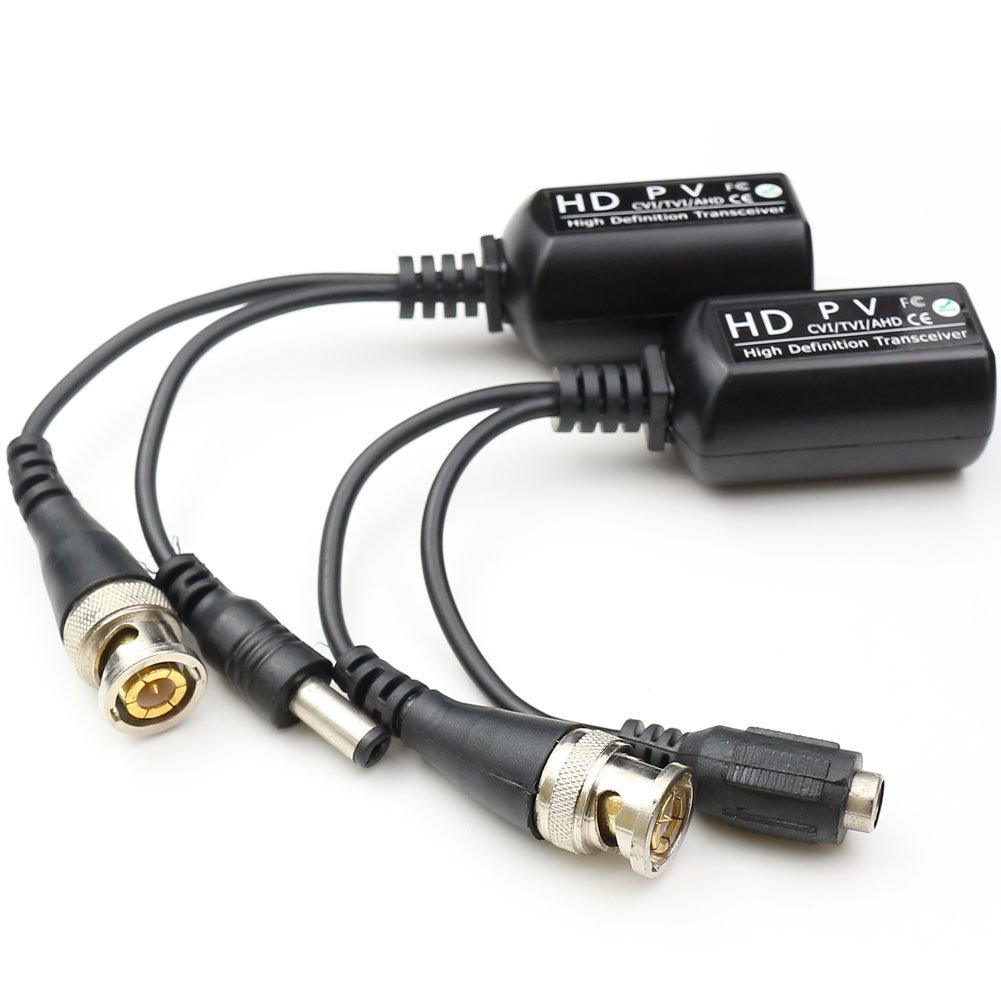 ANHAN PV/PVD/PVA Passive Power Video Data Audio BALUN Twisted Pair UTP Cable with Power Connector HD Balun for 720P / 1080P Cameras 1 Pair