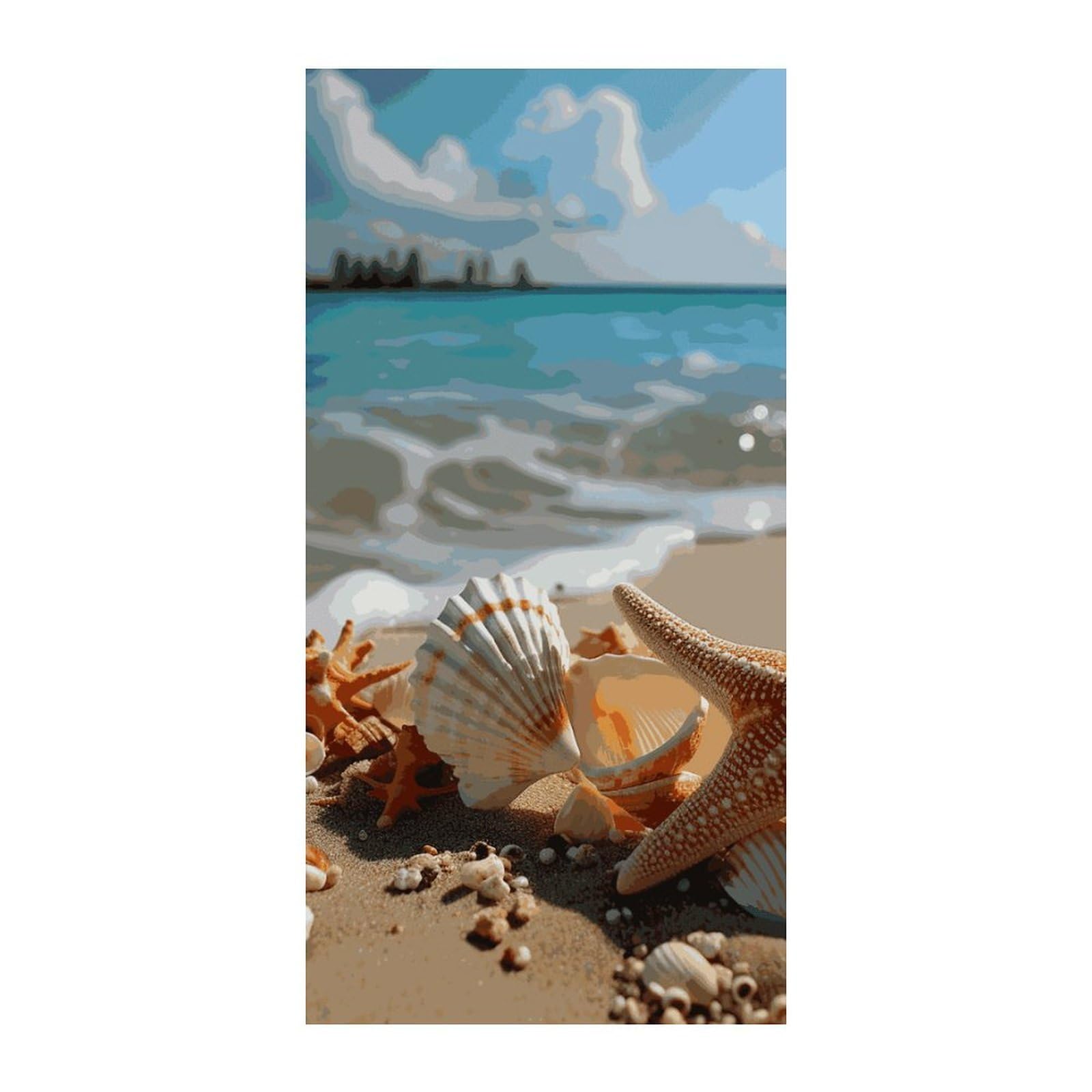 Adfgyerh Style Seashells Starfish On Beach Curtains，Polyester Blackout Extra Wide，Door Curtain， 35.4X 70.9 Inch For Temporary Room Dividers Bedroom Living Room，Room Darkening Curtains ，For Doorway Privacy For Wall