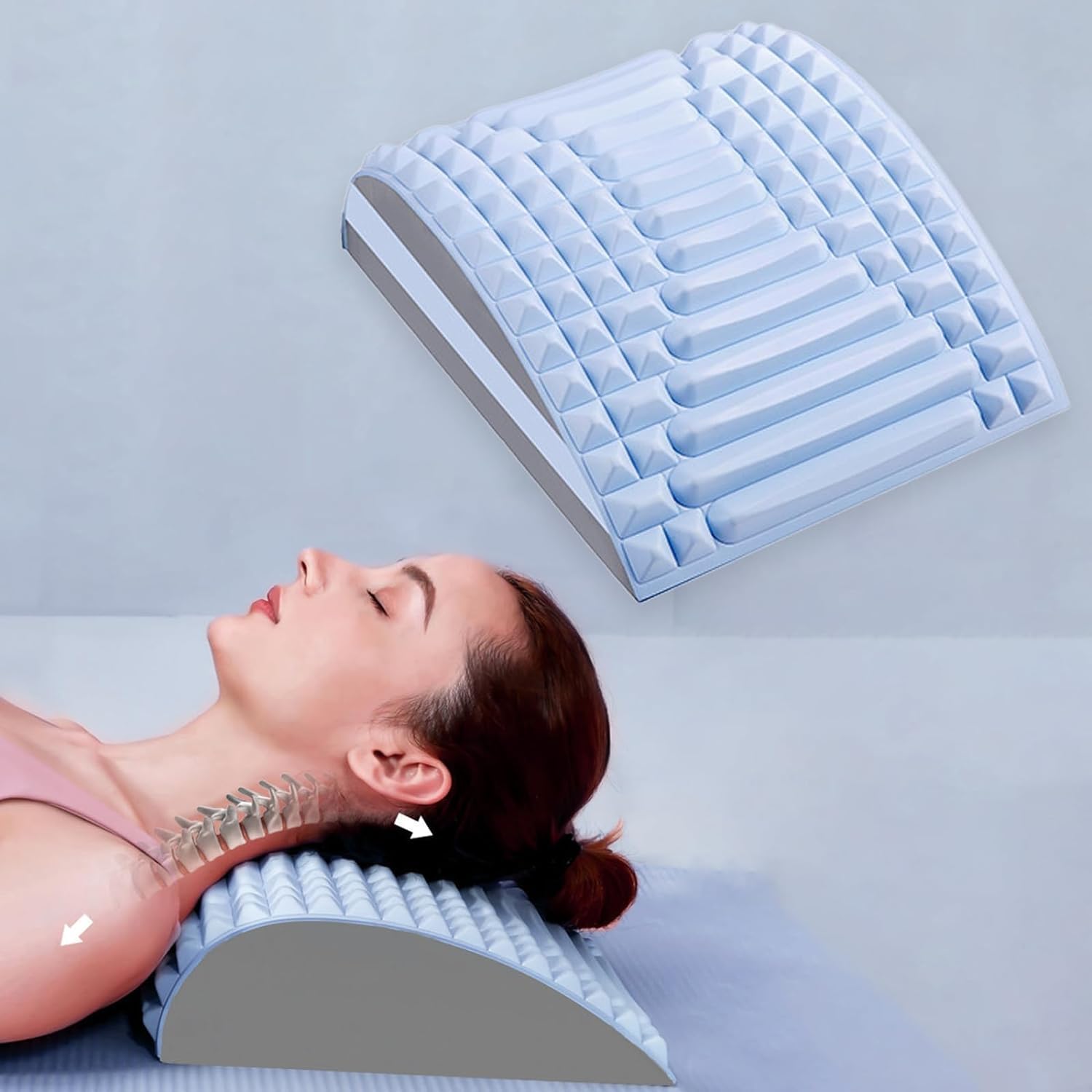 Zezzo Acemend Refresh Neck & Back Stretcher,Premium Back Neck and Massager Comfortable Adjustable Spine Posture Corrector Board Eliminate Agonizing Pain for Herniated Disc, Sciatica (Blue)