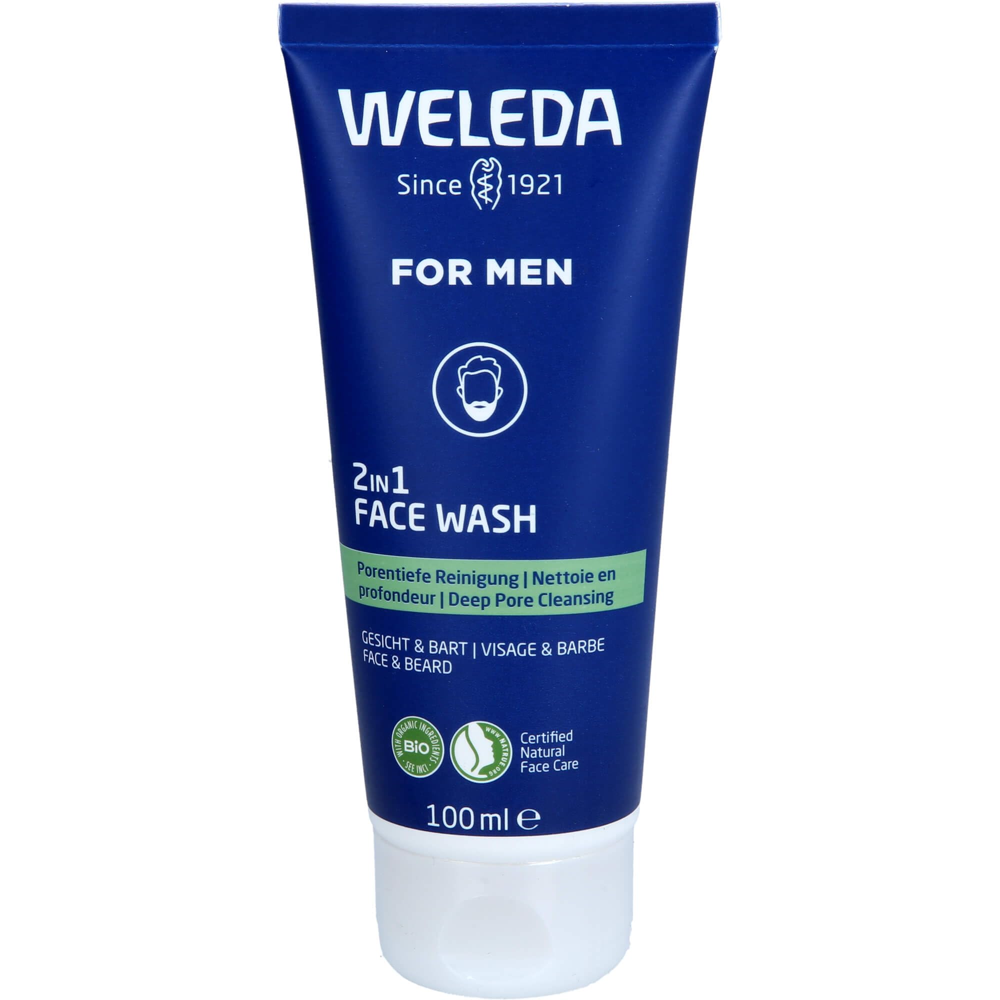 Weleda Men 2-in-1 Face Wash for Face & Beard with Witch Hazel, 100 mL
