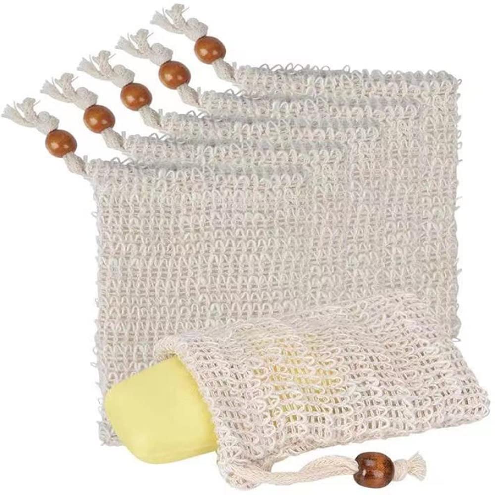 Topjinzhione Yellow 6 Pcs Sisal Soap Bag Soap Saver Pouch Eco Friendly Exfoliating Soap Saver Pouch For Foaming Or Drying Soaps For Baths And Shower