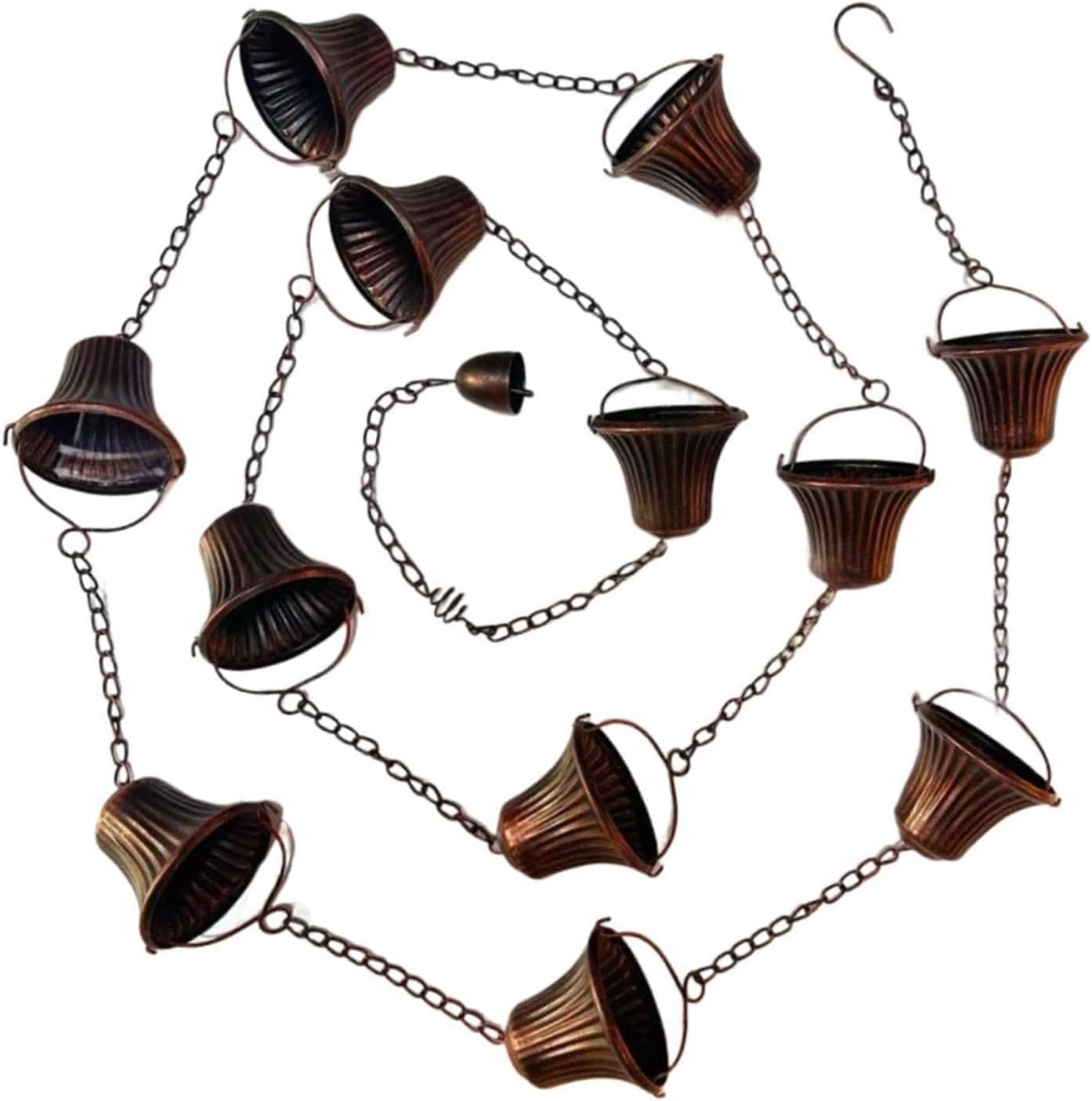 Outdoor Rain Chain Metal Bronze Gutter Cup Drainage Decorative Water Flows for Patios and Yard Use Unique Rain